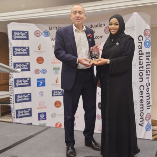 Presenting an award at the British-Somali Graduation Ceremony 