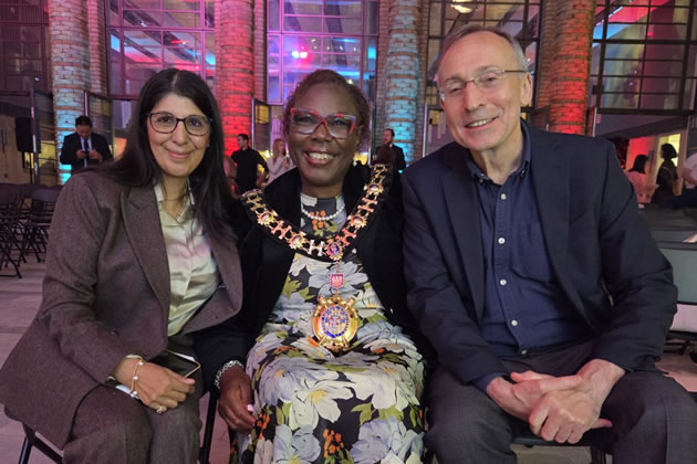 Andy Slaughter with Mayor of H&F Sharon Holder and Aniza Meghani at the H&F business awards