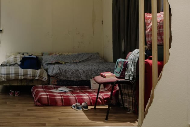 The display aims to show the real experience of homelessness including mould 