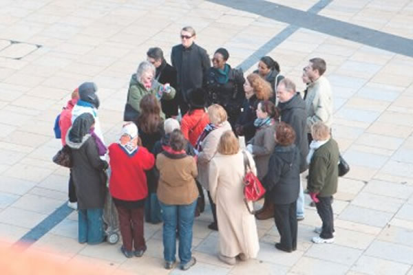 Participants in a guided walk in Hammersmith 