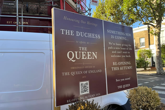 The sign announcing the planned reopening this autumn