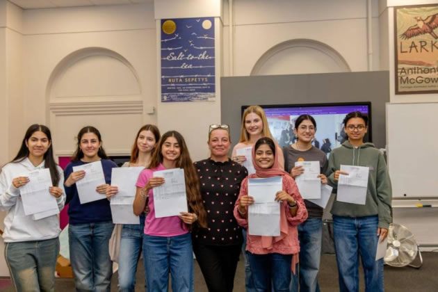 Fulham Cross Girls proudly display their GCSE results