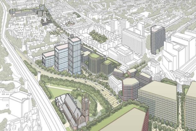 A visualisation of the area if the flyover was removed 